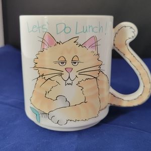 Vintage "Lets Do Lunch!" Cat Mug/Cup Made in Japan Unisex 🔥🌊🌟BUNDLE AND SA